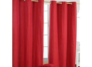 5055967417120 - Gardinen mit Ösen unifarben rot im 2er Set 182 x 137 cm - Rot - Homescapes