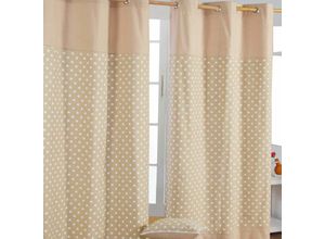 5055967417229 - Gardinen mit Ösen Sterne beige 2er Set 100% Baumwolle 137x117 cm - Beige - Homescapes 5055967417229 - Gardinen mit Ösen Sterne beige 2er Set 100% Baumwolle 137x117 cm - Beige - Homescapes