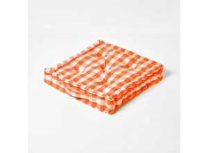 5055967422711 - Orange kariertes Sitzkissen 40 x 40 cm - Orange - Homescapes