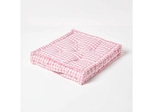 5055967422766 - Sitzkissen Stuhlkissen BauernKaro rosa 50 x 50 x 10 cm - Rosa - Homescapes