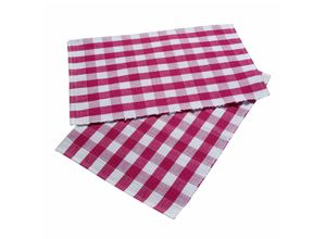 5055967427426 - Pink kariertes Tischset aus 100% Baumwolle im 2er Pack - Rosa-Weiß - Homescapes