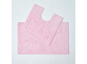 5055967428393 - 2 teiliges Luxus Badematten Set 100% Baumwolle rosa - Rosa - Homescapes