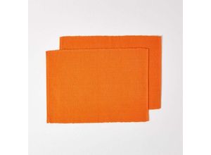 5055967430655 - Tischset aus Baumwolle Platzdeckchen 2er Set orange - Orange - Homescapes