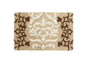 5055967431638 - HOMESCAPES Duschvorleger Damast Beige 50 x 80 cm - Beige Schokolade