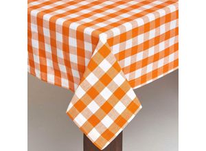 5055967433960 - Orange karierte Tischdecke aus 100% Baumwolle 138 x 178 cm - Orange - Homescapes