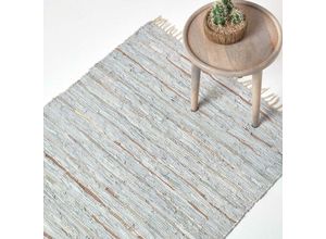 5055967438521 - Glitzer-Lederteppich silber natur 90 x 150 cm - Silver & Natural - Homescapes