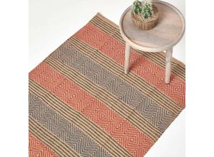 5055967438941 - Handgewebter Schwarz-Roter Jute-Teppich mit geometrischem Muster 120 x 180 cm - Rot Blau Natur - Homescapes