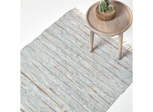 5055967438965 - Glitzer-Lederteppich silber natur 120 x 180 cm - Silver & Natural - Homescapes