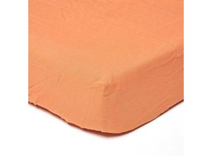 5055967481374 - Leinen Spannbettlaken Burnt Orange 90 x 190 cm - Burnt Orange - Homescapes