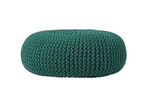 5055967491298 - Großer Strickpouf 100% Baumwolle tannengrün - TannenGrün - Homescapes