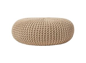 5055967491342 - Großer Strickpouf 100% Baumwolle cremeweiß - CremeWeiß - Homescapes