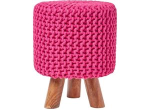 5055967491403 - Gestrickter Fußhocker 42 cm hoch pink - Pink - Homescapes