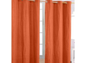 5055967493162 - Gardinen mit Ösen unifarben Terrakotta 137 x 228 cm - Terrakotta - Homescapes