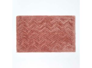 5055967494664 - Rutschfeste Hochflor-Badematte mit Chevron-Muster rosa - Rosa - Homescapes