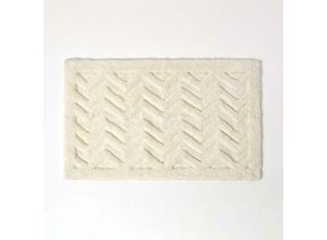 5055967494688 - Rutschfeste Hochflor-Badematte mit Chevron-Muster weiß - Weiß - Homescapes