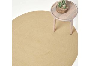 5055967498112 - Handgewebter geflochtener Teppich in Beige 120 cm rund - Beige - Homescapes