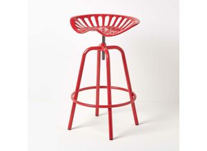 5055967498532 - Vintage Barhocker Traktorsitz höhenverstellbar 74cm - Rot - Rot - Homescapes