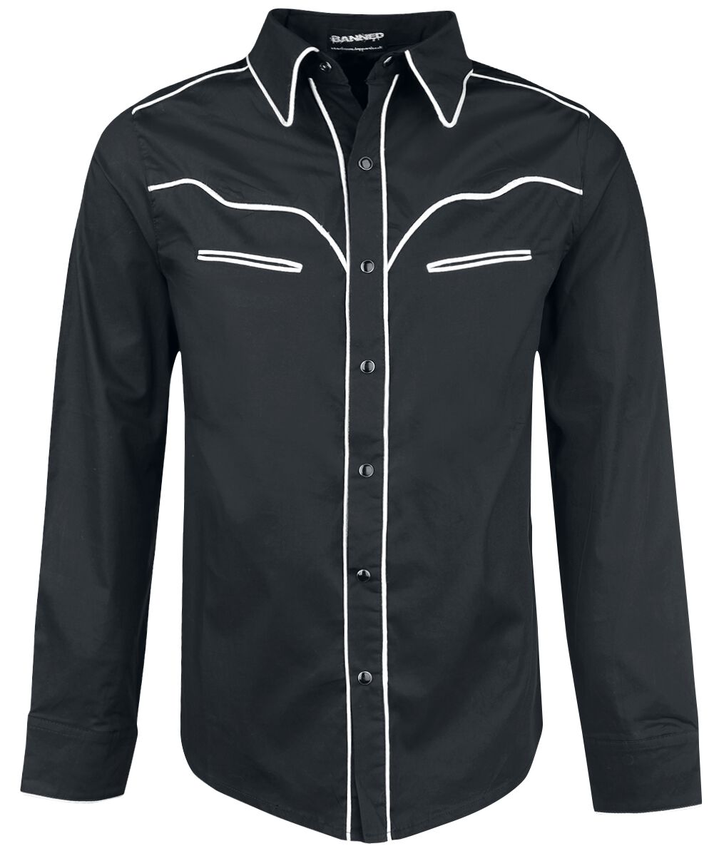 5055975184380 - Plain Trim Langarmhemd schwarz weiß in 4XL