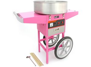 5055986100027 - Monster Shop - KuKoo Rosa Zuckerwattemaschine Zuckerwattegerät Zuckerwatte mit Wagen Schubfach und 500 Holzstäbchen - Pink