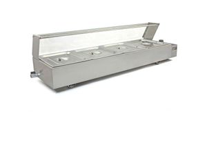 5055986100898 - Monster Shop - Kukoo Gastro Edelstahl 4 gn Einsätze - Bain Marie Wasserbad Speisenwärmer Buffetwärmer Wärmer 120cm x 35cm x 357cm Catering Service