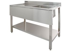 5055986101062 - KuKoo Edelstahl Spültisch Waschbecken Spülbecken Spülschrank Gastrospüle Spüle Spülbecken Gastronomie 1 Becken rechts 120cm x 60cm x 90cm 2 x Gratis