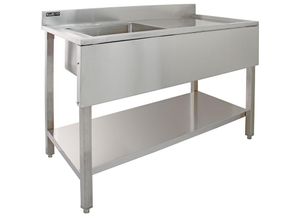 5055986101079 - Kukoo - Gastro Edelstahlspüle Waschbecken Spültisch Spülbecken Gastrospüle Spüle Spülbecken Gastronomie 1 Becken links Abtropffläche Rechts 120cm x