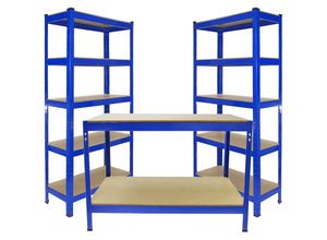 5055986110422 - Monster Shop - Monster Racking 2 x T-Rax Metall Aufbewahrungswerkbank 75cm Blau - Blau