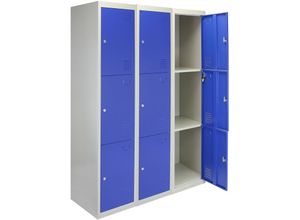 5055986112334 - MonsterShop - 3 x 3 -türiger Fächerschrank Umkleideschrank Schließfachschrank Spind Garderobenschrank Stahlspind Stahlschrank Aufbewahrungsschrank