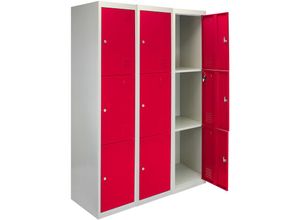 5055986112341 - MonsterShop - 3 x 3 -türiger Fächerschrank Umkleideschrank Schließfachschrank Spind Garderobenschrank Stahlspind Stahlschrank Aufbewahrungsschrank