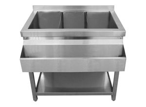 5055986112693 - Monster Shop - KuKoo Gastro Edelstahl Cocktail Station Barmixertheke Bar Theke mit Eisbehälter 85cm (h) x 55cm (l) x 85cm (b) - Silber