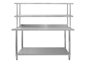 5055986127185 - Kukoo Gastro Edelstahl KuKoo Regal Aufsatzbord Arbeitstisch Aufsatzboard Gastronomie Küche Gastroküche 450 kg Tragkraft 180 cm - Silber