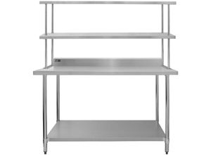 5055986136170 - Monster Shop - Kukoo Gastro Edelstahl KuKoo Regal Aufsatzbord Arbeitstisch Aufsatzboard Gastronomie Küche Gastroküche 450 kg Tragkraft 150 cm - Silber