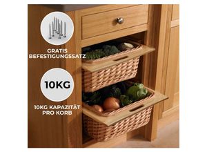 5055986153405 - Ausziehbarer Weidenkorb Küche Rattan 400mm Küchenkörbe Aufbewahrung Lagerung Speisekammer Unterschrank & Läufer Buche massiv 40cm Landhausstil 100%