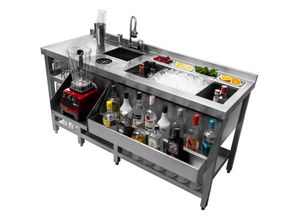 5055986159841 - Deluxe Cocktail Bar Station Theke Cocktailtheke Bartheke Cocktailbar Cocktail-Station Arbeitsfläche Isolierter Eisbehälter 360 Grad Schwenkbarer