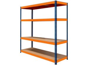 5055986190202 - Monster Racking - Lagerregal S-Rax Regal 4 Böden 180 x 180 x 60cm Schwerlaststahl 300kg Kapazität pro Fach Verstellbare Böden & Schraubenlos Lager