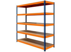 5055986190219 - Monster Racking - Lagerregal S-Rax Regal 5 Böden 180 x 180 x 60cm Schwerlaststahl 300kg Kapazität pro Fach Verstellbare Böden & Schraubenlos Lager