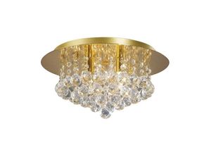 5056004200040 - Inspired Lighting - Inspired Deco - Dahlia - Flush Decke 350mm rund 4 Light G9 Crystal French Gold