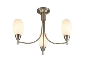 5056004200668 - Inspired Lighting - Inspired Deco - Devon - Semi Flush Decke 3 Light E14 Satin Nickel Opalglas