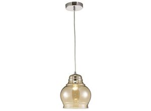 5056004200996 - Inspired Lighting - Inspired Deco - Ariel - Große Kuppel Decke Anhänger 1 poliertes Chrom Cognac Glas