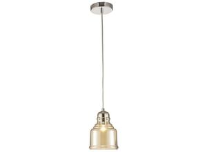 5056004201016 - Inspired Deco - Ariel - Bell Deckenanhänger E27 Chrom poliert Cognac Glas