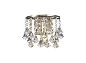 5056004201924 - Inspired Lighting - Inspired Deco - Acton - Wandleuchte 1 Licht E14 geschaltetes antikes Messing Prismenkristall