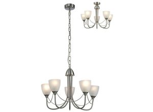 5056004202365 - Inspired Lighting - Inspired Deco - Cooper - Decke 5 Licht Decke Anhänger Semi Flush Cabrio E14 Satin Nickel Opalglas