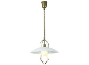 5056004202679 - Inspired Lighting - Inspired Deco - Riva - Rise & Fall Dome Deckenanhänger E27 Antik Messing Opal White Glass Shade