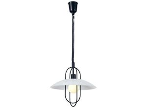 5056004202693 - Inspired Lighting - Inspired Deco - Riva - Rise & Fall Dome Deckenanhänger E27 Mattschwarz Opalweißer Glasschirm