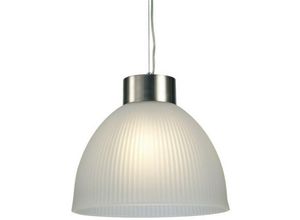 5056004202723 - Inspired Lighting - Inspired Deco - Hof - Kuppeldeckenanhänger E27 Satin Nickel Matt gerippter Glasschirm