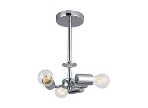 5056004203362 - Inspired Deco - Baymont - Polierte Chrom 3 Light E27 Universal Semi Flush Deckenleuchte geeignet für eine große Auswahl an Farbtönen