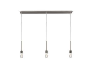 5056004203447 - Inspired Lighting - Inspired Deco - Baymont - Satin Nickel 3 Light E27 3m linearer Deckenanhänger geeignet für eine große Auswahl an Farbtönen