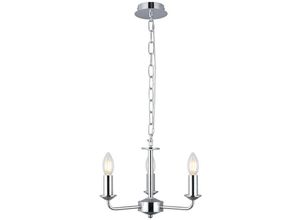 5056004203546 - Inspired Lighting - Inspired Deco - Banyan - 3 Licht mehrarmiger Deckenanhänger ohne Schatten c w 2m Kette E14 Chrom poliert