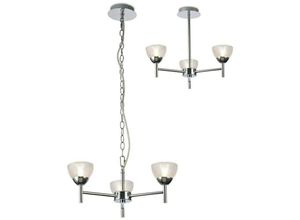 5056004204130 - Inspired Lighting - Inspired Deco - Avalon - Decke 3 Licht G9 Deckenanhänger Halbdecke poliertes Chrom mit klarem prismatischem Glas