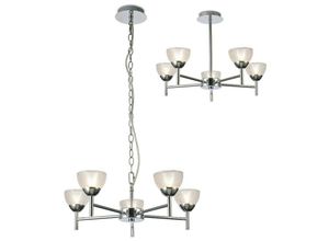 5056004204147 - Inspired Lighting - Inspired Deco - Avalon - Decke 5 Light G9 Deckenanhänger Halbdecke poliertes Chrom mit klarem prismatischem Glas